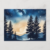 Starry Night Pine A Dreamy Watercolor Postkarte (Vorderseite)