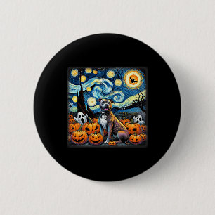 Starry Night Pitbull Halloween Button