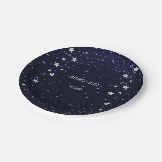 Starry Night Polterabend Paper Plate Pappteller (Schrägansicht)