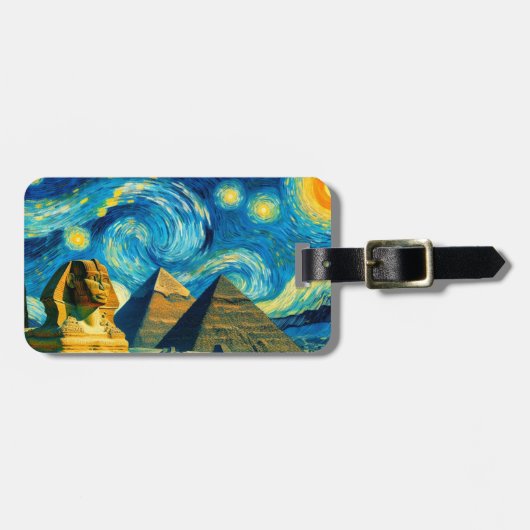 Starry Night Pyramids Sphinx Ägypten Gepäckanhänger (Vorderseite horizontal)