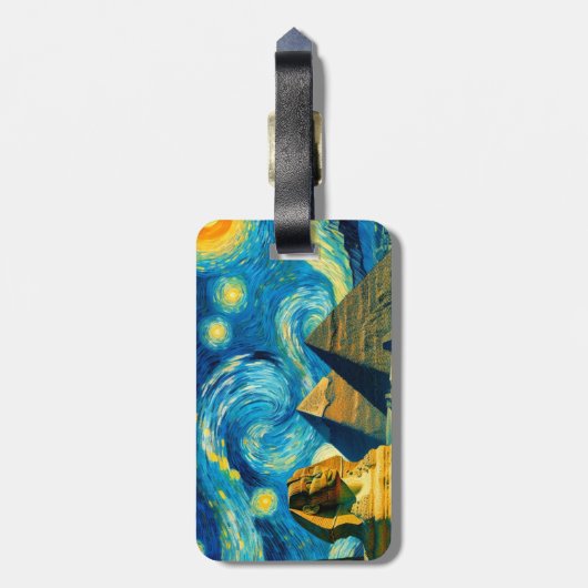 Starry Night Pyramids Sphinx Ägypten Gepäckanhänger (Rückseite vertikal)