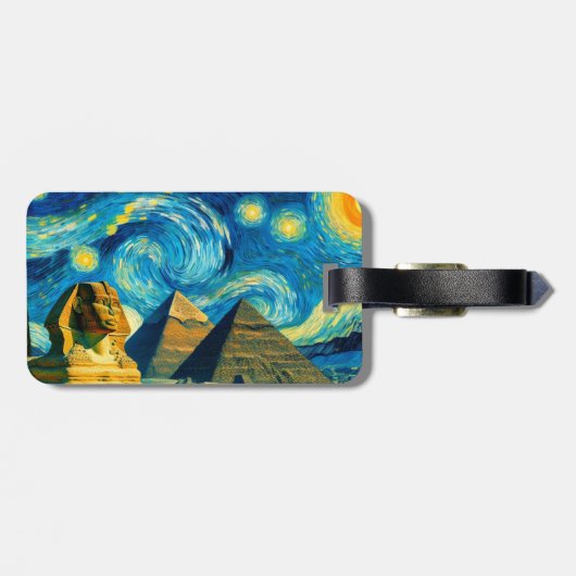 Starry Night Pyramids Sphinx Ägypten Gepäckanhänger (Rückseite horizontal)