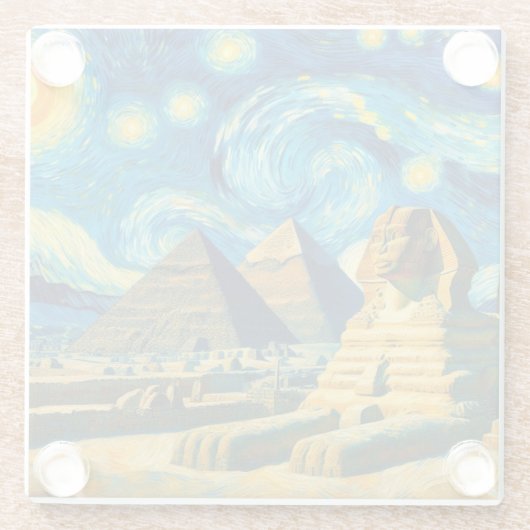 Starry Night Pyramids Sphinx Ägypten Glasuntersetzer (Rückseite)