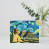 Starry Night Pyramids Sphinx Ägypten Postkarte (Stehend Vorderseite)