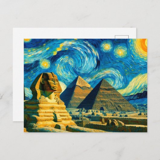 Starry Night Pyramids Sphinx Ägypten Postkarte (Vorne/Hinten)