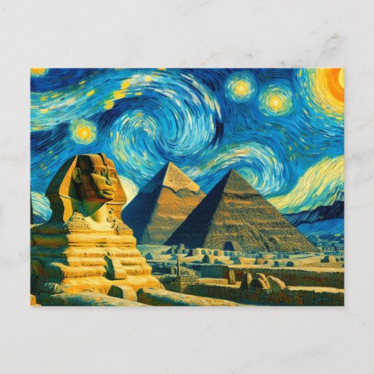 Starry Night Pyramids Sphinx Ägypten Postkarte (Vorderseite)