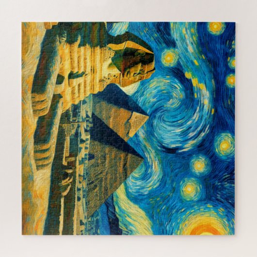 Starry Night Pyramids Sphinx Ägypten Puzzle (Horizontal)