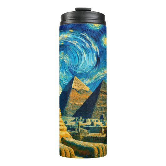 Starry Night Pyramids Sphinx Ägypten Thermosbecher (Vorderseite)