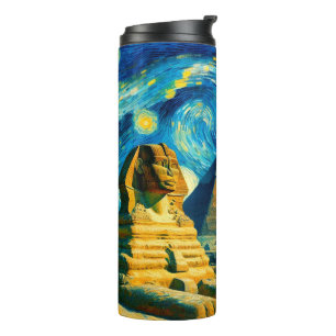 Starry Night Pyramids Sphinx Ägypten Thermosbecher