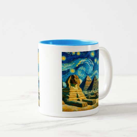 Starry Night Pyramids Sphinx Ägypten Zweifarbige Tasse (VorderseiteRechts)