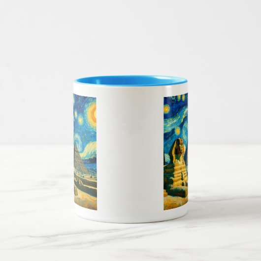 Starry Night Pyramids Sphinx Ägypten Zweifarbige Tasse (Mittel)