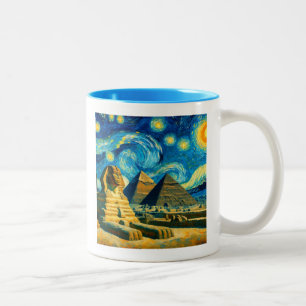 Starry Night Pyramids Sphinx Ägypten Zweifarbige Tasse