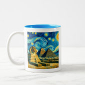 Starry Night Pyramids Sphinx Ägypten Zweifarbige Tasse (Links)