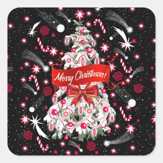 Starry Night Quadratischer Aufkleber (Vorderseite)