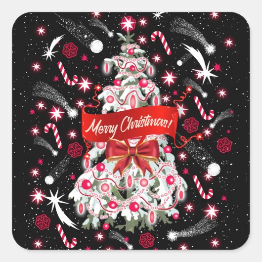 Starry Night Quadratischer Aufkleber (Vorderseite)