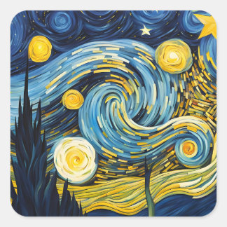 Starry Night Quadratischer Aufkleber