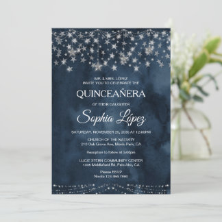 Starry Night Quinceanera Blau unter den Sternen Einladung