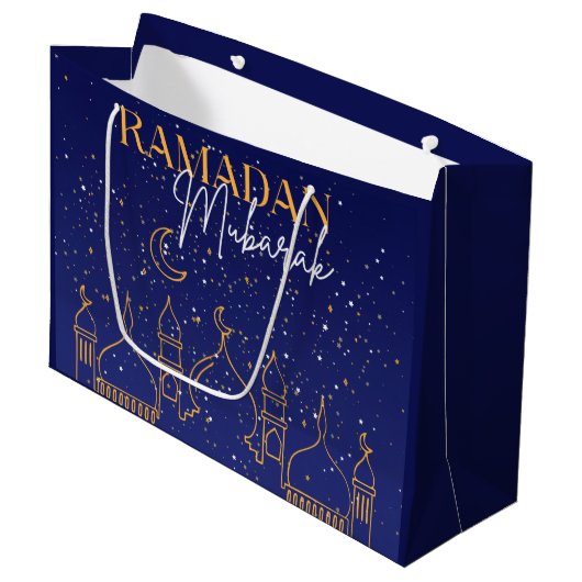 Starry Night Ramadan Mubarak Ramadan Gift Bag Große Geschenktüte (Vorderseite Schrägansicht)