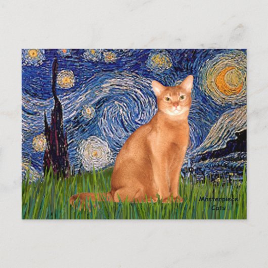 Starry Night - Red Abyssinian Postkarte (Vorderseite)