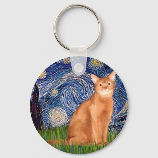 Starry Night - Red Abyssinian Schlüsselanhänger (Vorderseite)