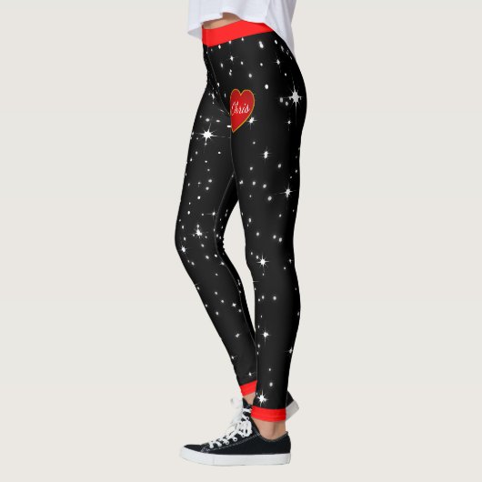 Starry Night Red Hearts Black Leggings (custom) (Links)