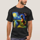 Starry Night Rhodesian Ridgeback Dog Van Gogh T-Shirt (Vorderseite)