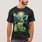 Starry Night Riant Schnauzer Dog Van Gogh Lover T-Shirt (Vorderseite)