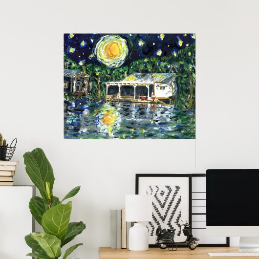 Starry Night River Camp Poster (Heimbüro)