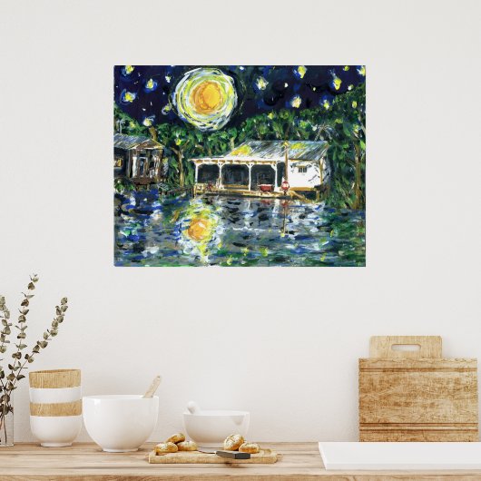 Starry Night River Camp Poster (Küche)