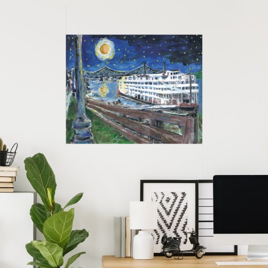 Starry Night Riverboat Poster (Heimbüro)