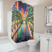 "Starry Night Riverwalk Celebration: San Antonio" Duschvorhang (Beispiel)