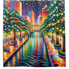 "Starry Night Riverwalk Celebration: San Antonio" Duschvorhang