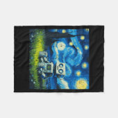 Starry Night Robot Funny Painting Art Meme Kids Me Fleecedecke (Vorderseite (Horizontal))