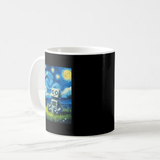 Starry Night Robot Funny Painting Art Meme Kids Me Kaffeetasse (Vorderseite Links)