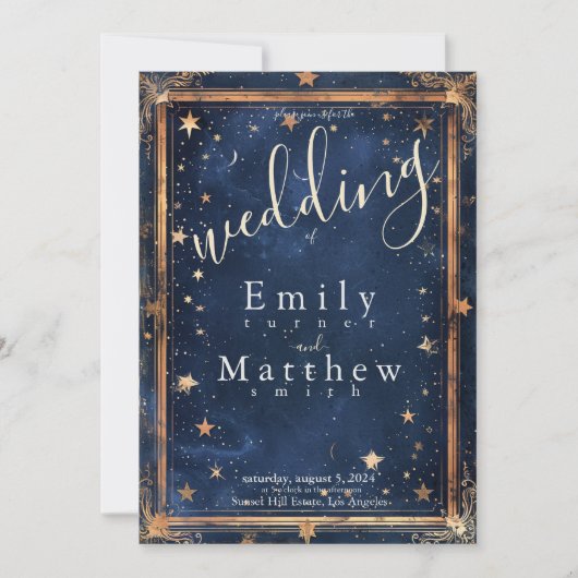 Starry Night Romance Wedding Einladung (Vorderseite)