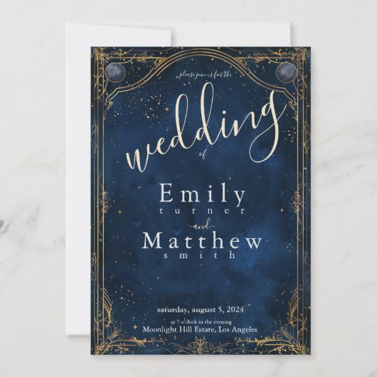 Starry Night Romance Wedding Einladung (Vorderseite)