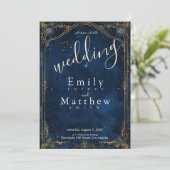 Starry Night Romance Wedding Einladung (Stehend Vorderseite)