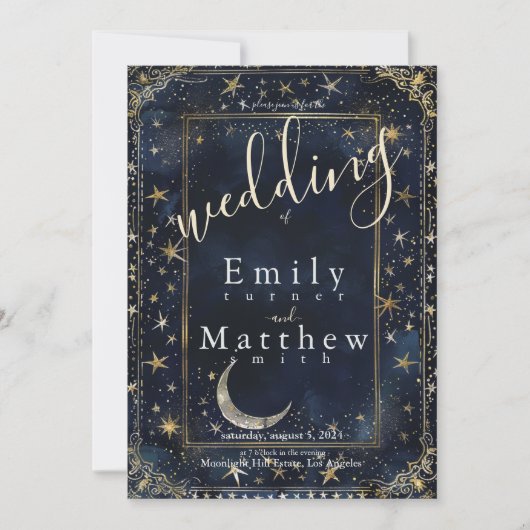 Starry Night Romance Wedding Einladung (Vorderseite)