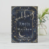 Starry Night Romance Wedding Einladung (Stehend Vorderseite)