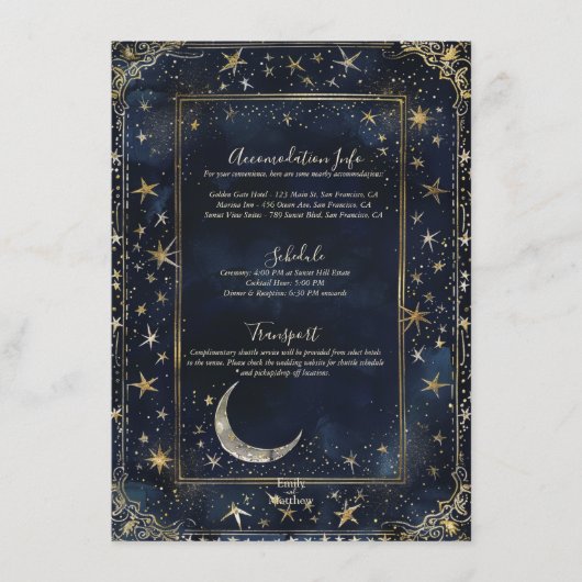 Starry Night Romance Wedding Enclosure Card Begleitkarte (Vorderseite)