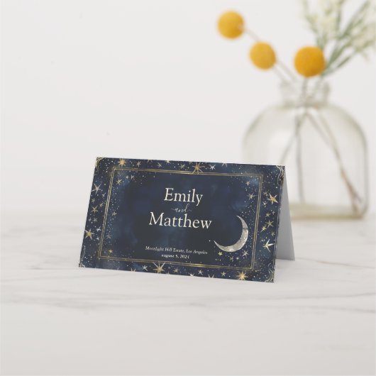 Starry Night Romance Wedding Platzkarte (Rückseite)