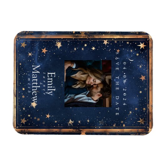 Starry Night Romance Wedding speichern das Datum Magnet (Horizontal)