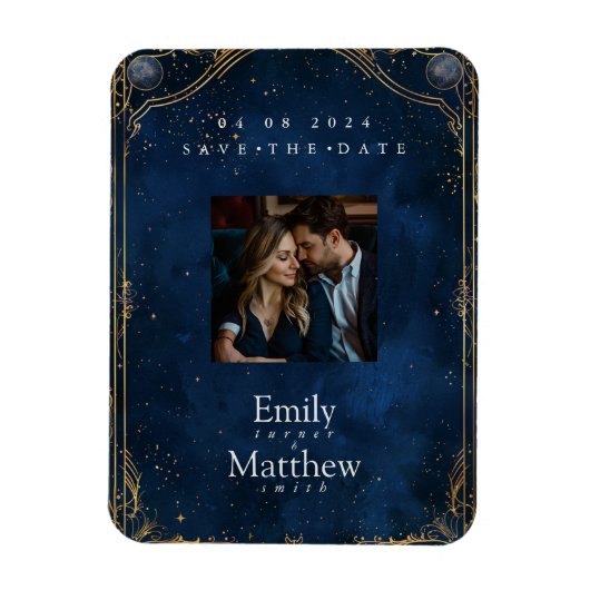 Starry Night Romance Wedding speichern das Datum Magnet (Vertikal)