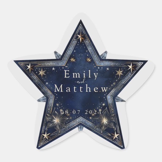Starry Night Romance Wedding Stern-Aufkleber (Vorderseite)