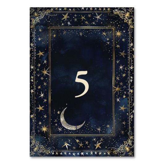 Starry Night Romance Wedding Tischnummer (Rückseite)