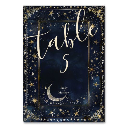 Starry Night Romance Wedding Tischnummer (Vorderseite)