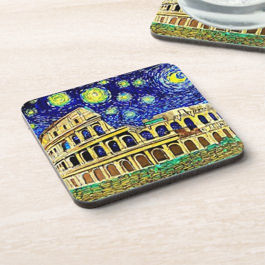 Starry Night Rome Italien Getränkeuntersetzer (Linke Seite)
