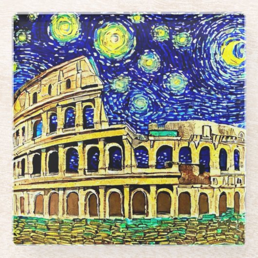Starry Night Rome Italien Glasuntersetzer (Vorderseite)