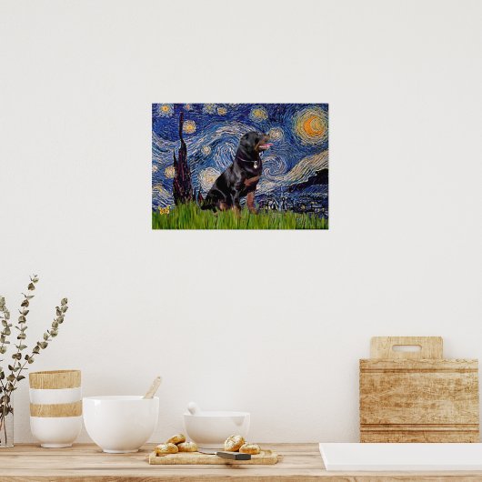 Starry Night - Rottweiler (#6) Poster (Küche)