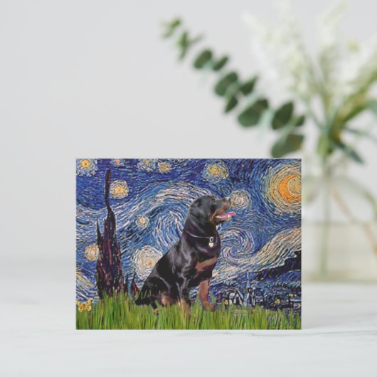 Starry Night - Rottweiler (#6) Postkarte (Stehend Vorderseite)